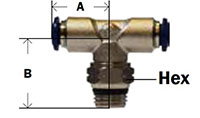 Nickel Plated Brass Push In Swivel Male Branch Tee Diagram
